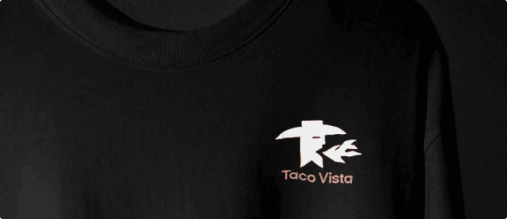 Taco Vista branded t-shirt